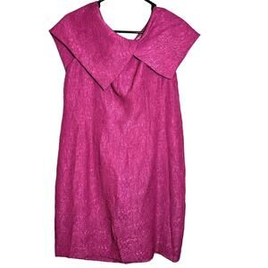 Efren Ocampo Sz 16 Magenta Pink Brocade Vintage 60s‎ Inspired Design Shift Dress